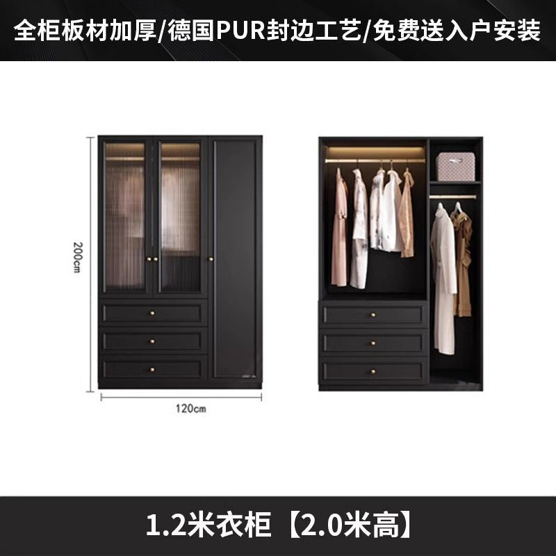 Vintage Style Wardrobe Black Cabinet Wardrobe for Home Bedroom Small Apartment Modern Simple Side Cabinet Top Cabinet Furniture Wardrobe