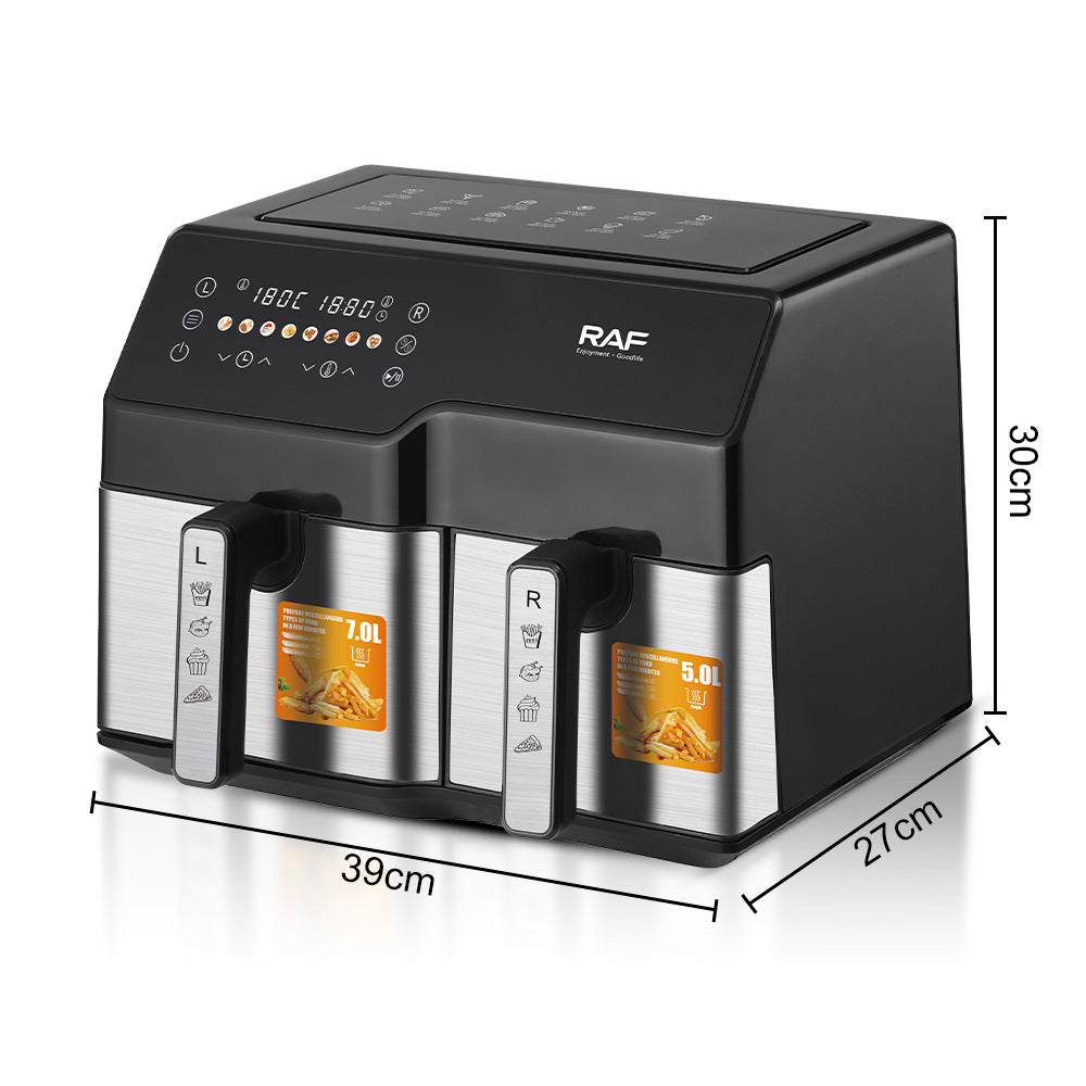 RAF European Standard Air Fryer Double Pot Large Capacity Multifunctional Household Electric Fryer No Oil Smoke Smart Touch Screen