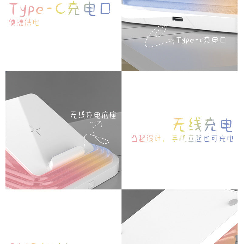 Creative Gift Bedroom Portable Folding USB Night Light LED Rechargeable Eye Protection Desk Lamp Reading Wireless Charging Night Light