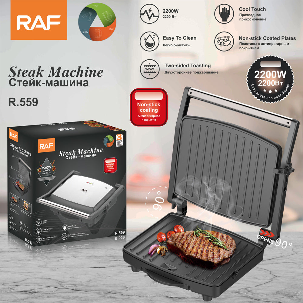 RAF European Standard Household Multifunctional Barbecue Grill Steak Maker Breakfast Maker Sandwich Maker Toaster
