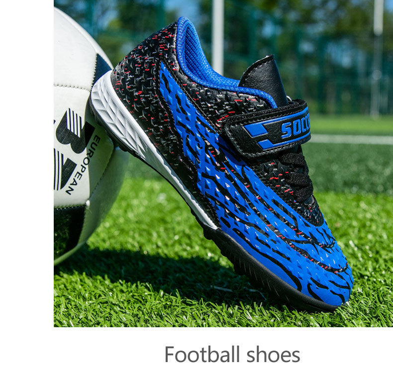 New football shoes for men and women with Velcro for children TF Broken Nail Style Youth Student Grassland Flat Training Shoes