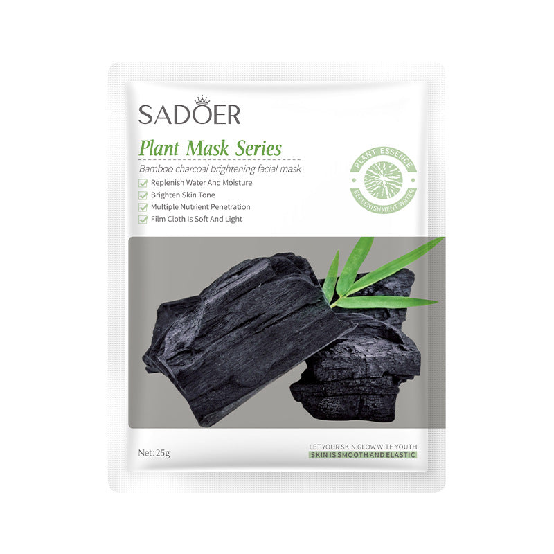 Bamboo Charcoal Face Mask Sheet Pack25g SADOER Skin rejuvenation moisturizing hydrating face mask cross-border wholesale