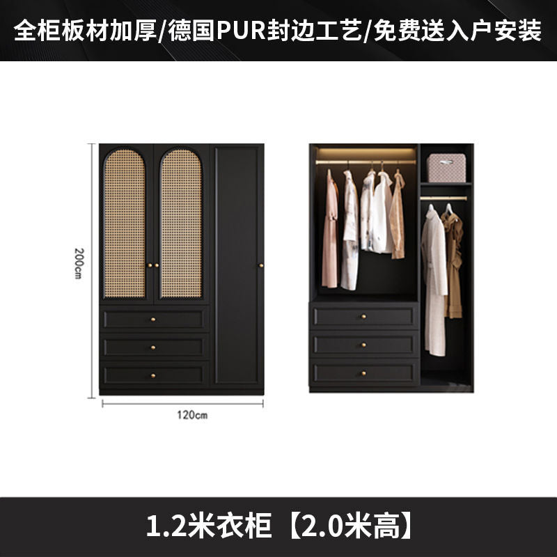 Vintage Style Wardrobe Black Cabinet Wardrobe for Home Bedroom Small Apartment Modern Simple Side Cabinet Top Cabinet Furniture Wardrobe