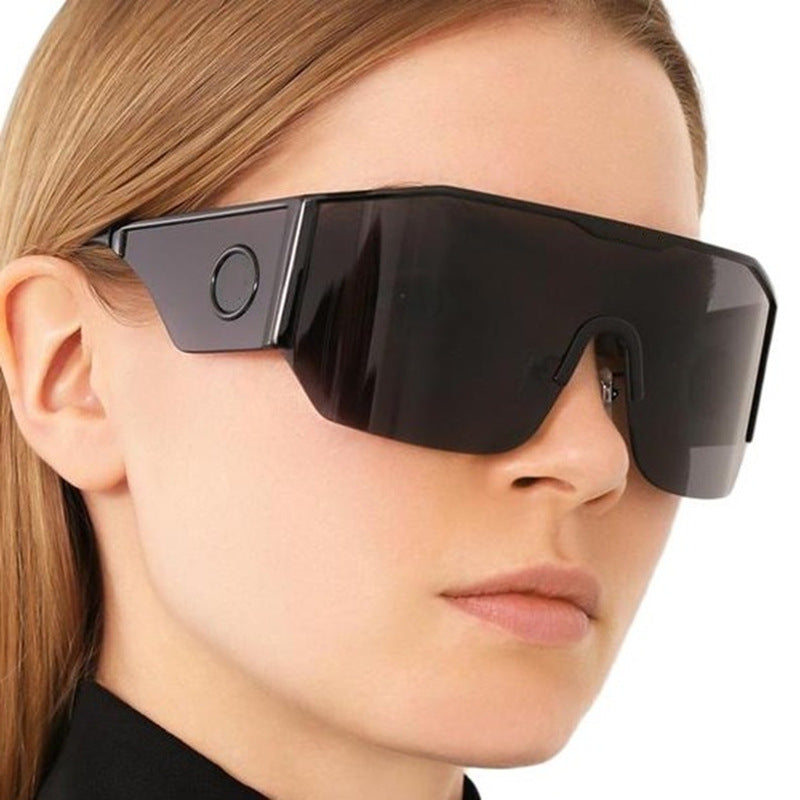 Y2K Millennium Integrated Cycling Sports Sunglasses for Women, European and American Style, Large Frame, Windproof, Half Frame Sunglasses