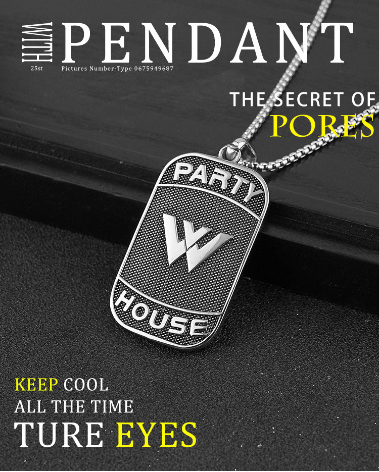 Hot-Selling Stainless Steel Necklace Casting Square Pendant 3D Pendant Personality Hip-Hop Titanium Steel Accessories Wholesale