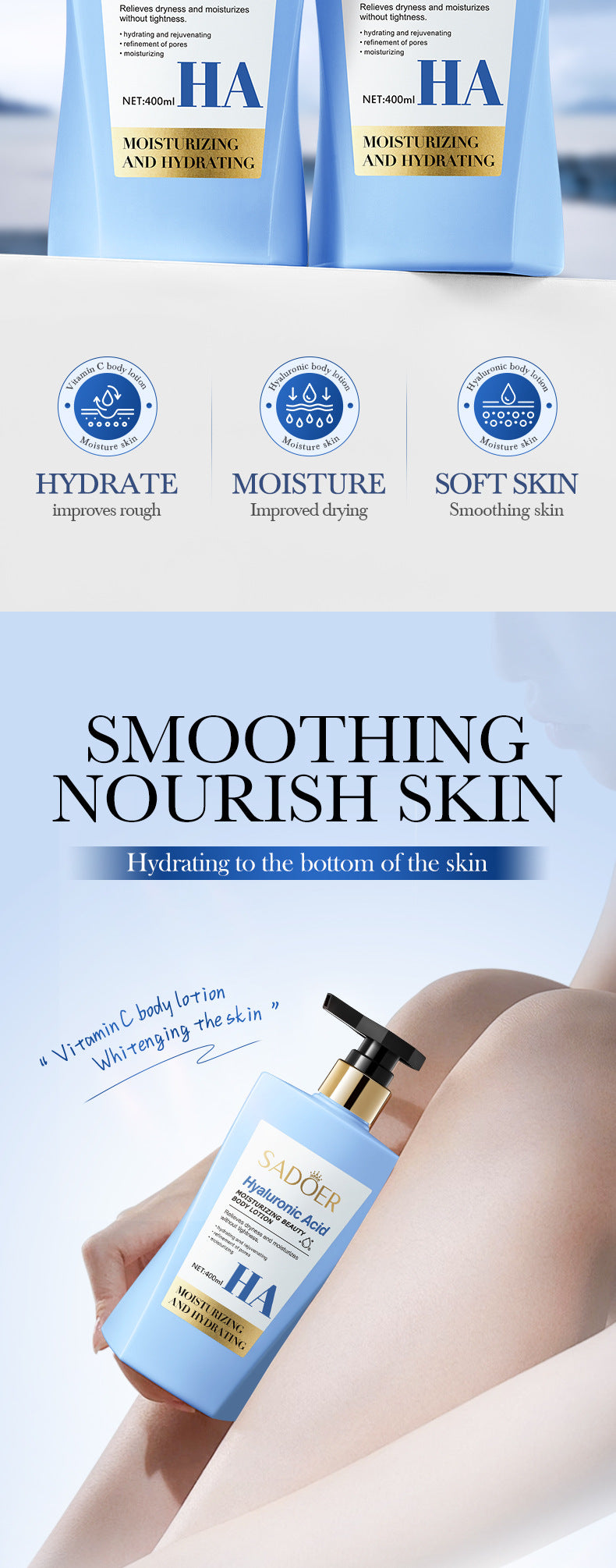 All English Vitamins C Translucent Body Lotion SADOER Moisturizing Body Lotion  Wholesale