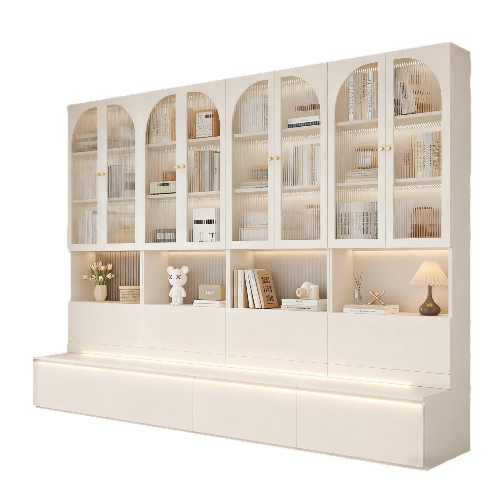 Custom Aluminum Alloy Bookshelf Card Holder Combination Bookshelf with Glass Door Display Cabinet Background Cabinet Storage Cabinet Integrated