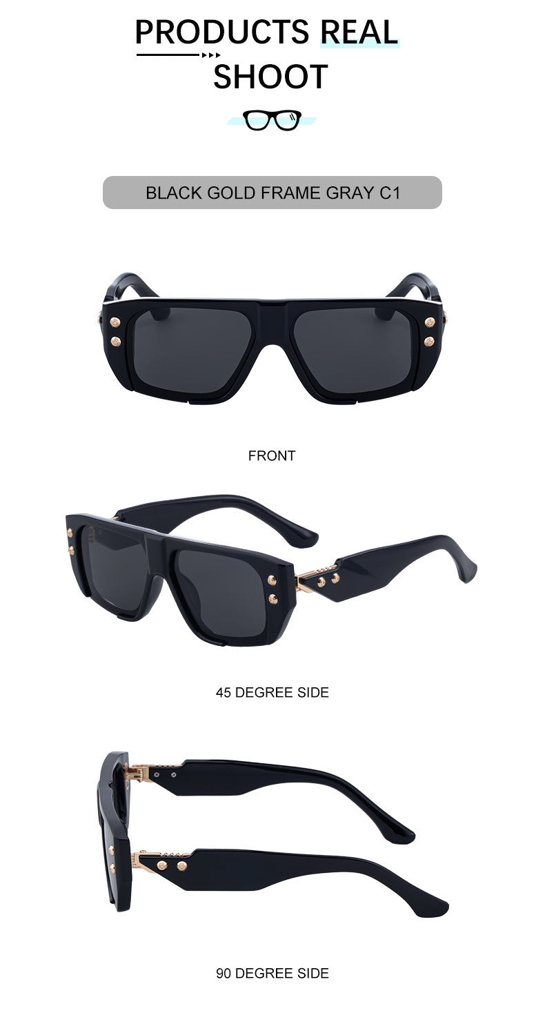 2025New Fashion Square Frame Sunglasses for Men, High-End Personality Outdoor Trend Driving Sun Protection Sunglasses for Men