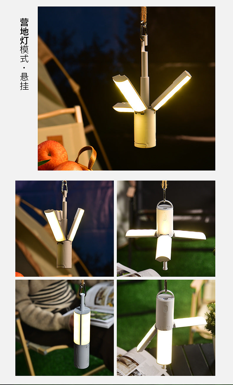 Camping Multifunctional Folding Light Tent Atmosphere Light Camping Lantern Handheld Hanging Light Dormitory Student Lighting Outdoor