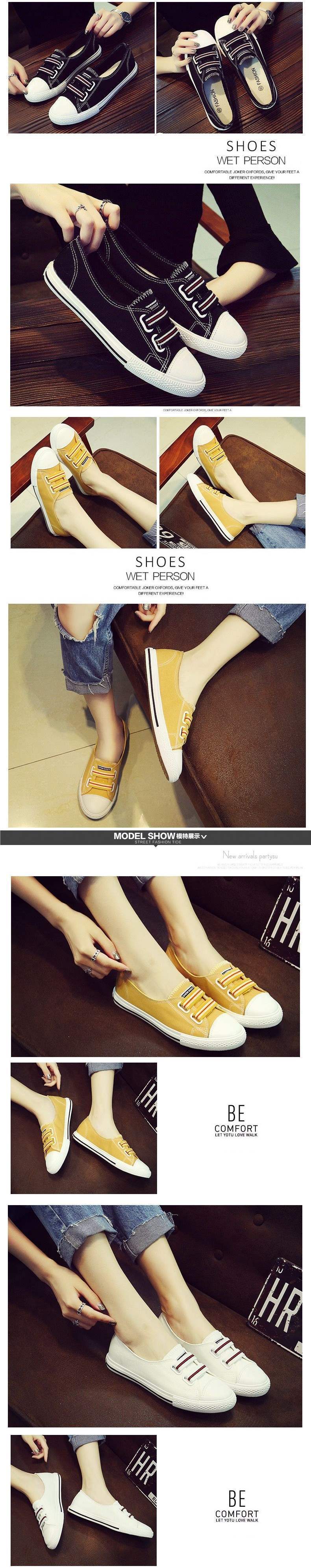 Shallow Canvas Shoes for Women Slip-On Shoes Women's Shoes Slip-On Flat Casual Korean Style Soft Sole Thin Non-Slip Cloth Shoes