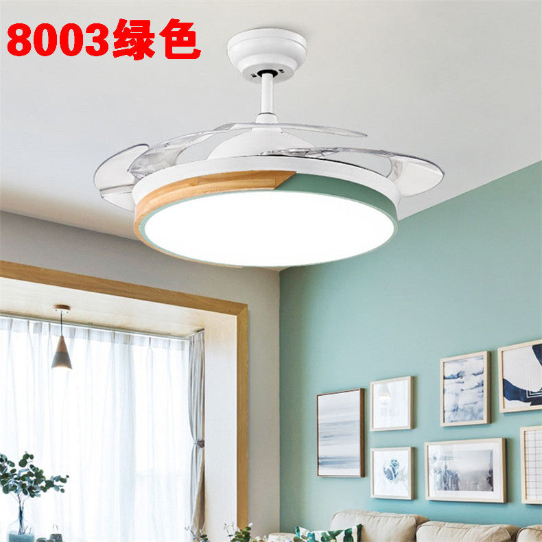 Invisible Fan Light Remote Control led Fan Chandelier Home Electric Fan Lamp scandinavian Iron Restaurant Lamp Crystal Ceiling Fan Lamp
