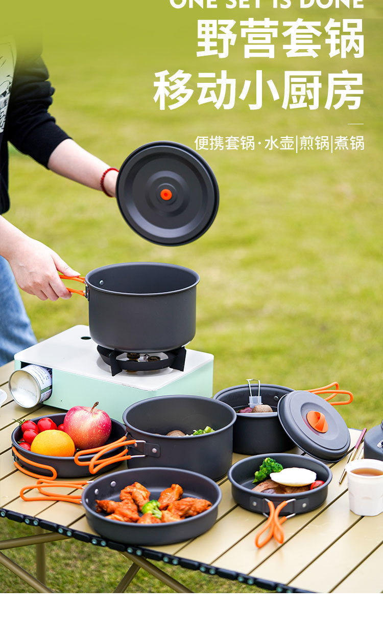 Cookware Set Pot Camping Tableware Cookware Camping Equipment Full Set Kettle Frying Pan Cooking Stove  Multi-Purpose