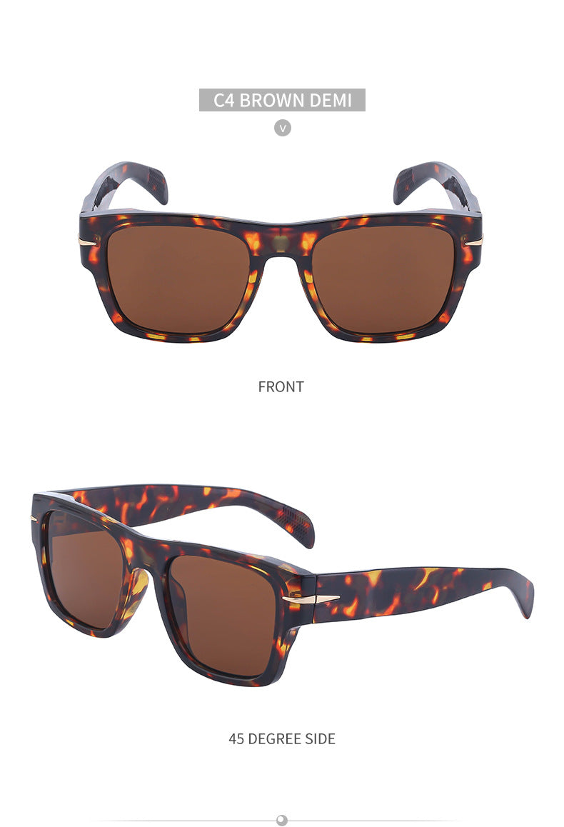 David's Retro Sunglasses for Men, European and American Style, Fashionable Trendy Square Frame Sunglasses, High-End Full Frame Glasses for Men