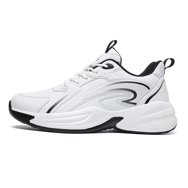 Autumn New Trend Retro Thick-Soled Height-Increasing Dad Shoes Leather Fashion Men's Shoes Wear-Resistant Non-Slip Casual Sports Shoes