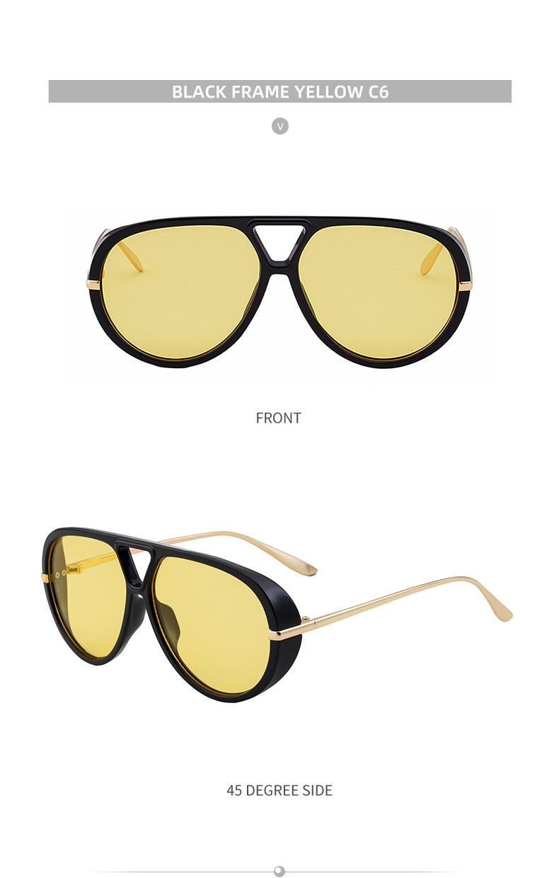 2025New European and American Style Toad Sunglasses for Men, Double Bridge Aviator Glasses, Outdoor Sun Protection Sunglasses for Men