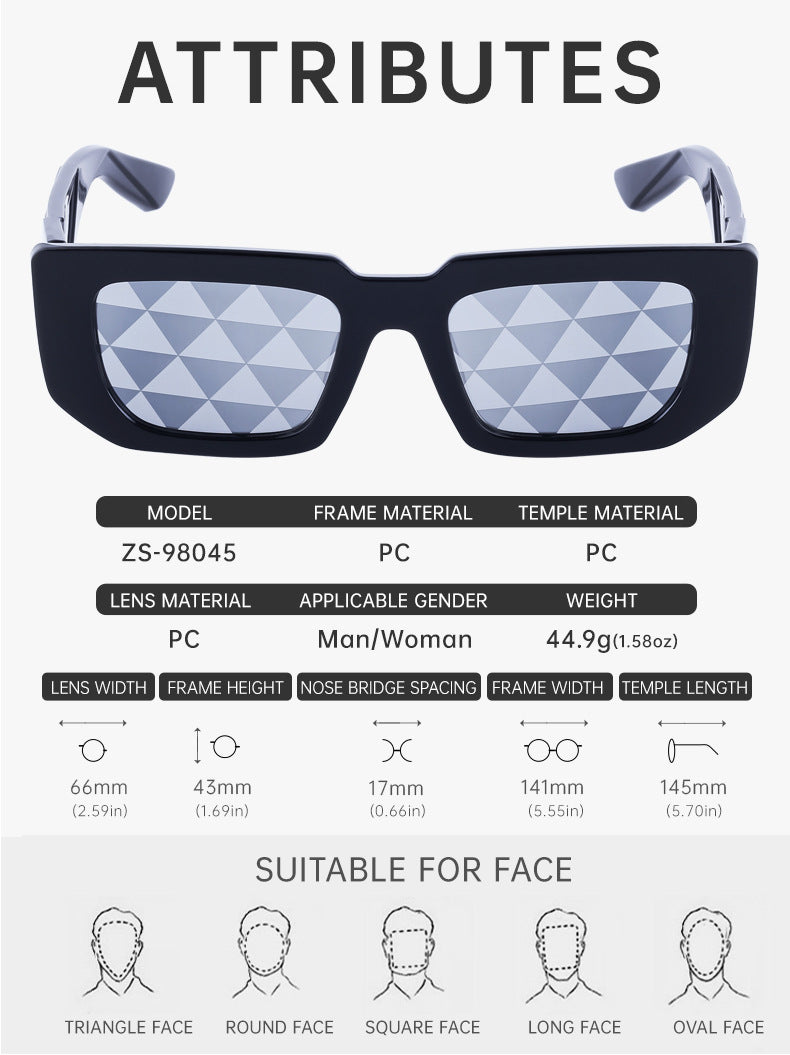 Fashion Small Frame Sunglasses for Women Trendy European and American Wide Leg Square Frame Sunglasses High-end Wholesale sunglasses