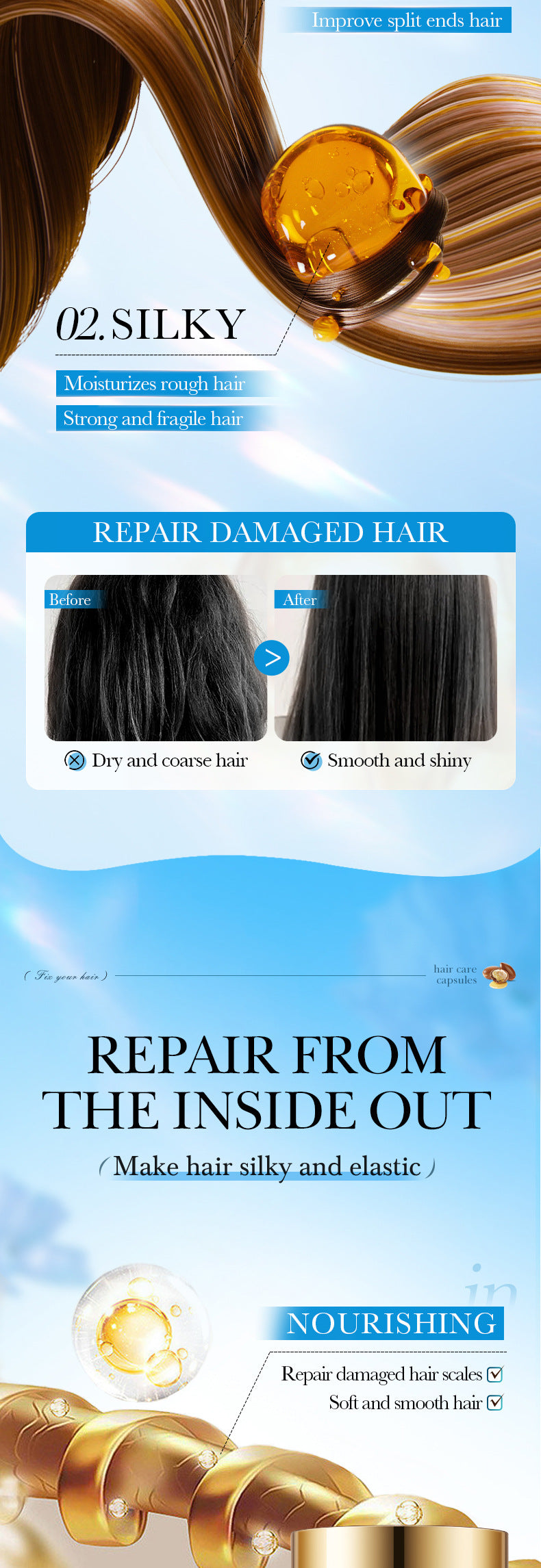 Full English Nut Oil Hair Care Capsules SADOER Improve Frizz Essential Oil Capsule Conditioner  Wholesale