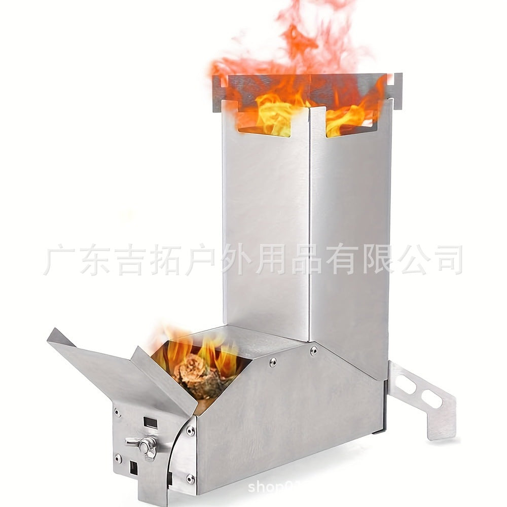 Outdoor Fishing and Picnic L Portable Rocket Stove Wood Stove for Picnics and Home Use, Winter Heating Wood Burning Stove