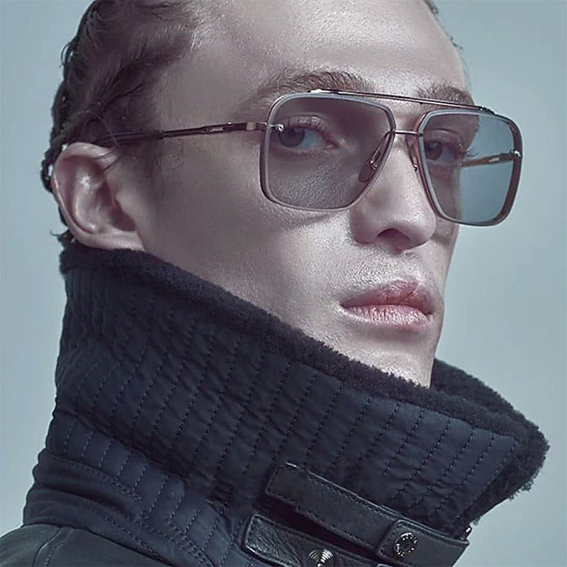 Square Frame Sunglasses Men's Fashion Metal Rimless Cut Edge Sunglasses Women's Trendy No-Makeup Glasses MACH SIX1261