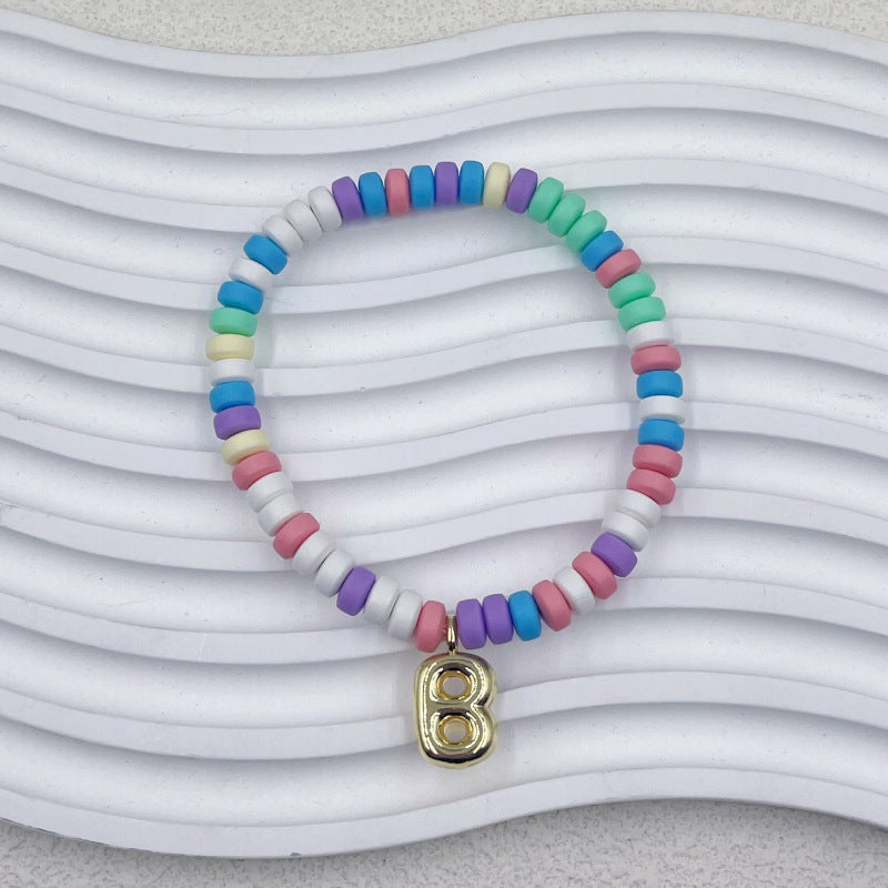 Bubble Balloon Letter Bracelet Best Friend Friendship Gift Sweet Bracelet Colorful Soft Clay Abacus Bead Bracelet