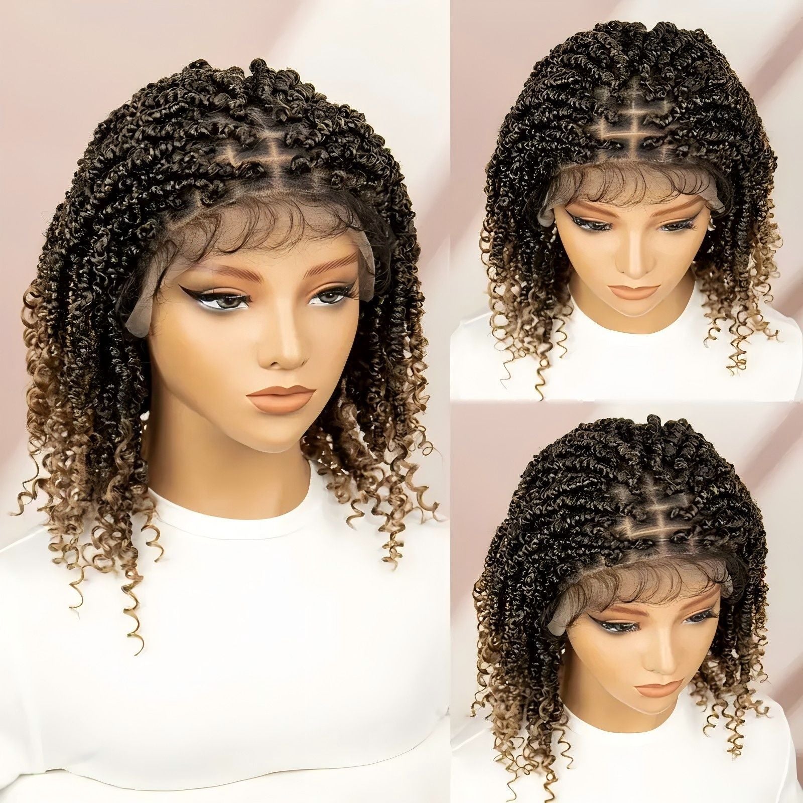 European and American Cross-Border African Small Curly Hair Women's Curly Hair Headband High-Temperature Fiber Short Curly Full Lace Full Wig