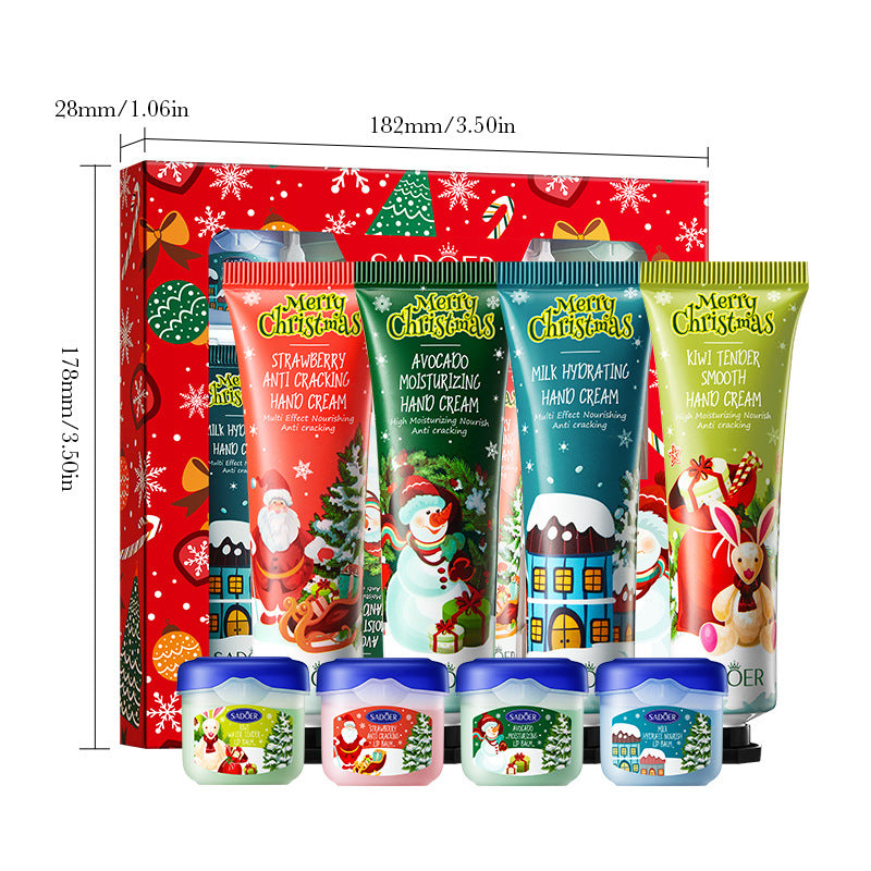 Full English Christmas Hand Cream Lip Balm Combo Set SADOER Anti-chapping Moisturizing  Wholesale