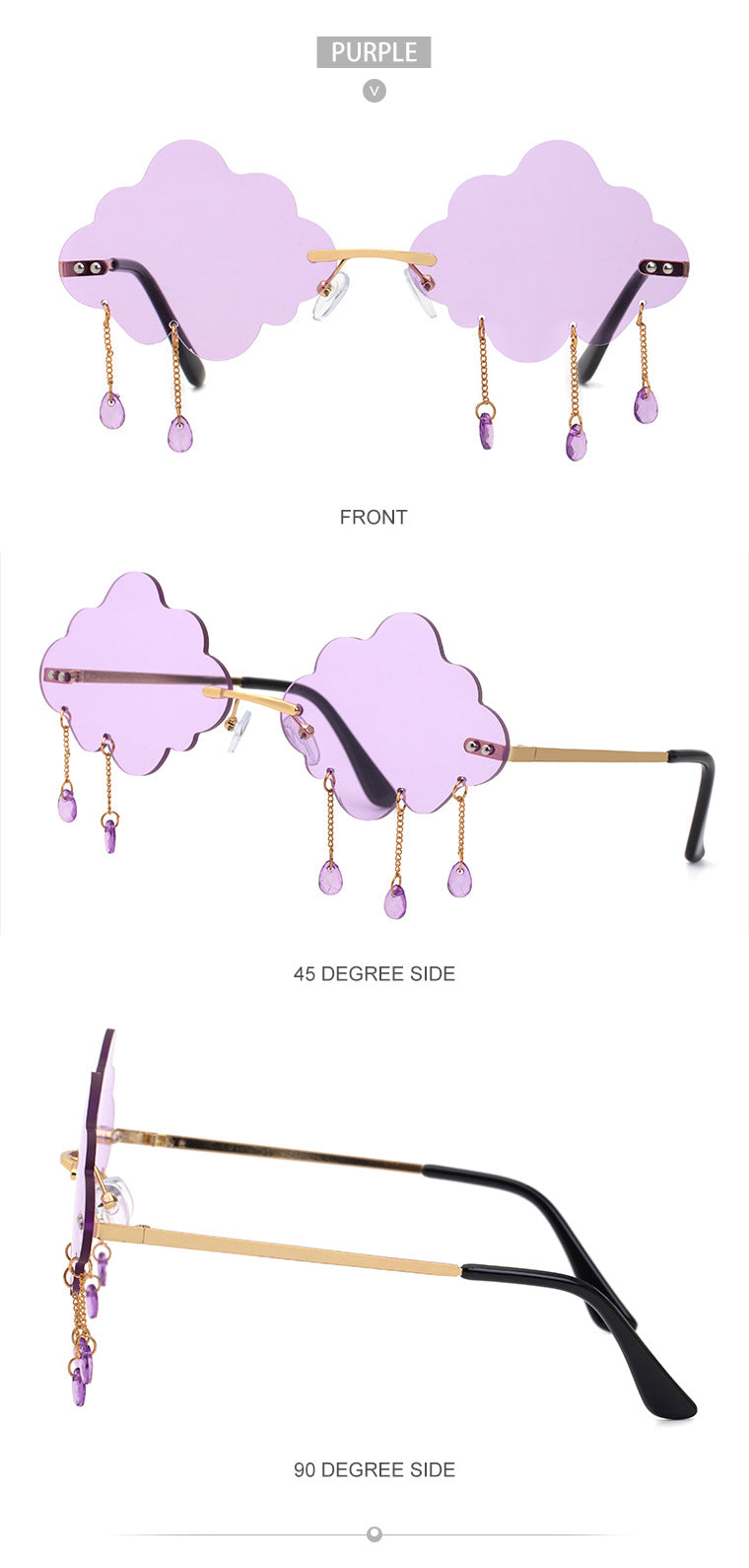 New Sunglasses for Women with Pendant Cloud Design, Trendy Personality Party Funny Ocean Film Prom Sunglasses