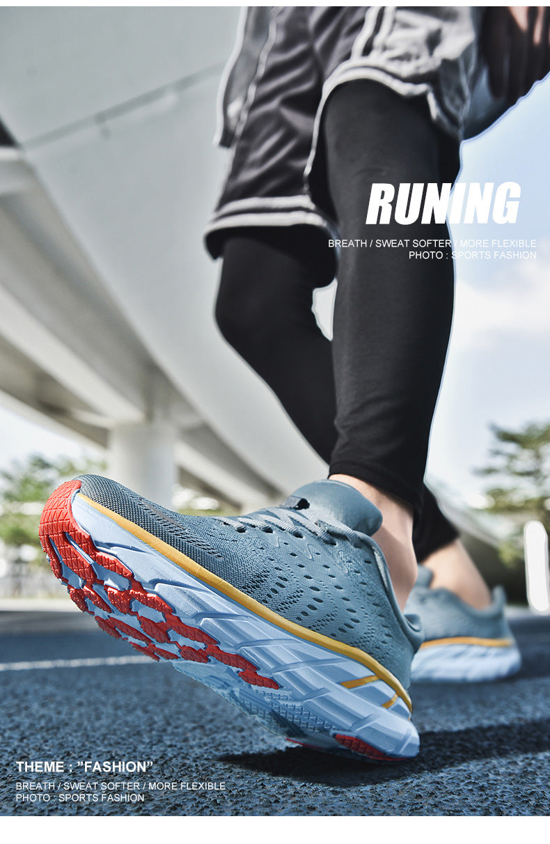 HK Jacquard Mesh Breathable Outdoor Casual Shoes Men's Anti-Slip Soft Sole Lightweight Sports Running Shoes