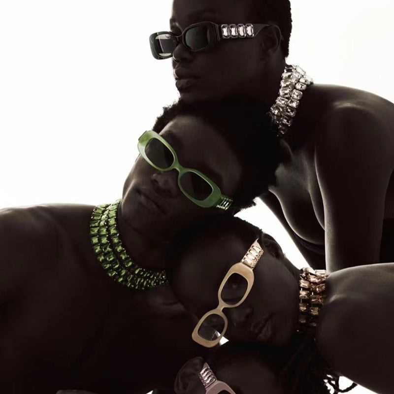 European and American Style Small Frame Sunglasses for Women with Rhinestones, Square Frame Sunglasses for Men, Wholesale Glasses sunglasses