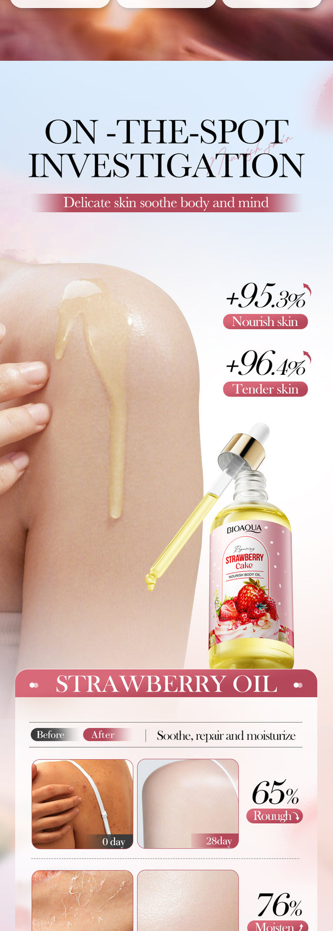 Full English Strawberry Cake Nourishing Body Oil BIOAOUA Moisturizing skin essence  foreign trade wholesale