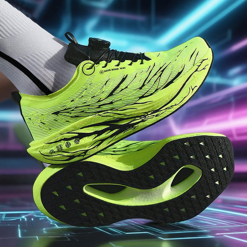 2025New Rotating Buckle Couple Fluorescent Trendy Fashion Running Shoes Real Explosive Carbon Plate Rebound Shock Absorption Sports Shoes