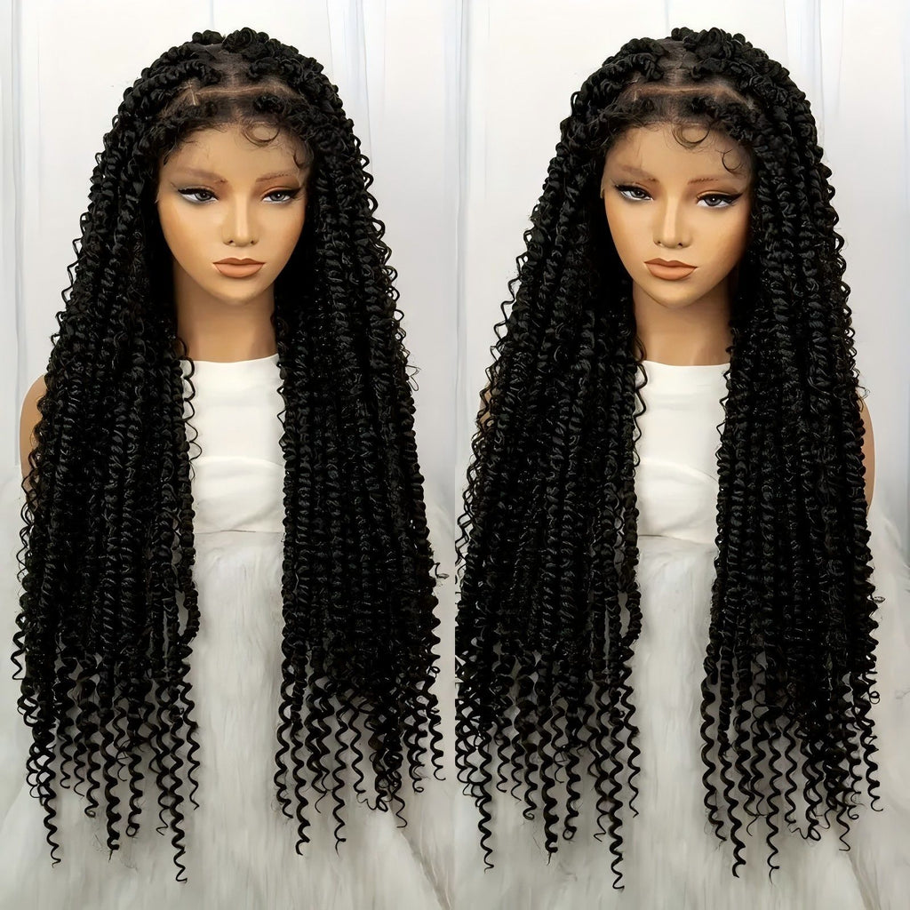 Cross-Border New African Braided Wig Hand-Woven Full Lace Double Strand Passion twist Feizi Chemical Fiber Head Cover