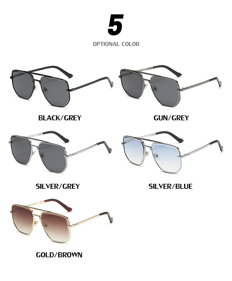 Fashion Double Bridge Sunglasses for Men UV Protection Driving Diamond Cut Edge Sunscreen Sunglasses for Women Wholesale