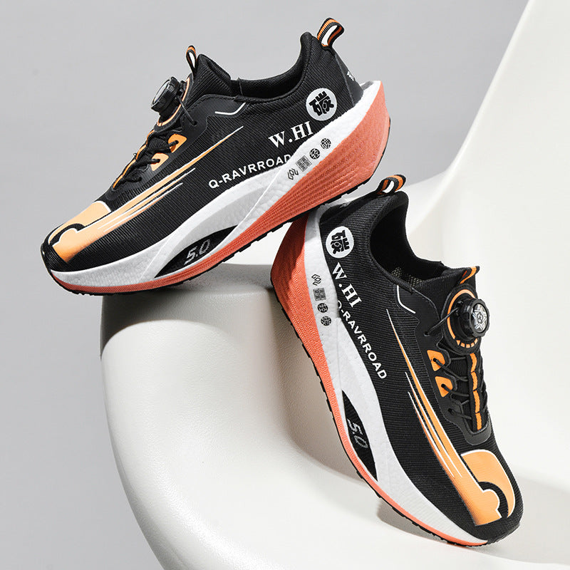 2025Autumn Winter New Style Real Explosive Carbon Plate Soft Sole Wear-Resistant Sports Shoes Parent-Child Rotating Buckle Comfortable Shock Absorption Rebound Running