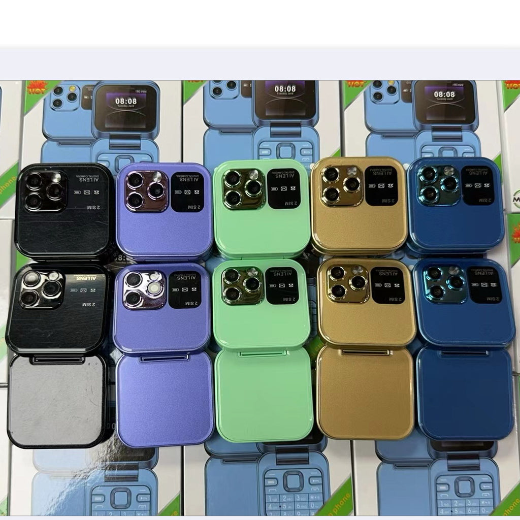 Mini Foldable Feature Phone Flip Cover Elderly Button Phone Pocket Women's Personalized Phone Backup Phone