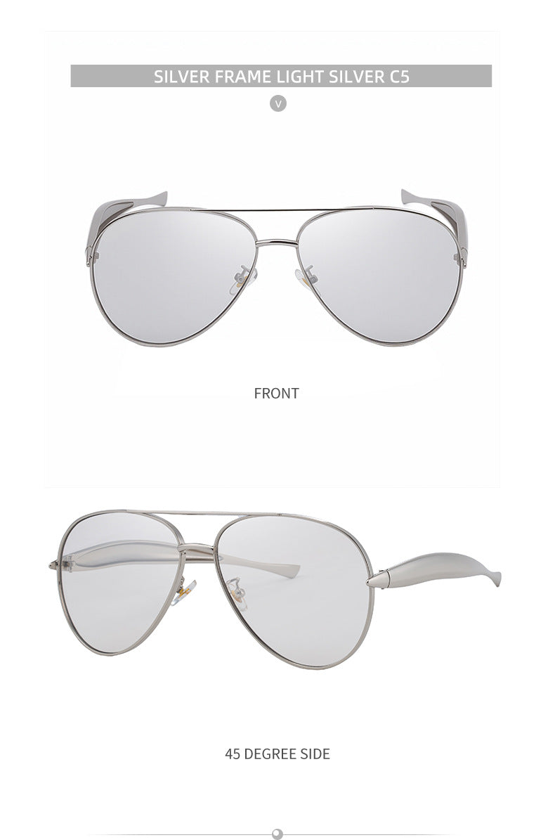 Toad-shaped Metal Sunglasses2025New Retro Plain Sunglasses High-End Feel Women Street Style Trendy Sunglasses
