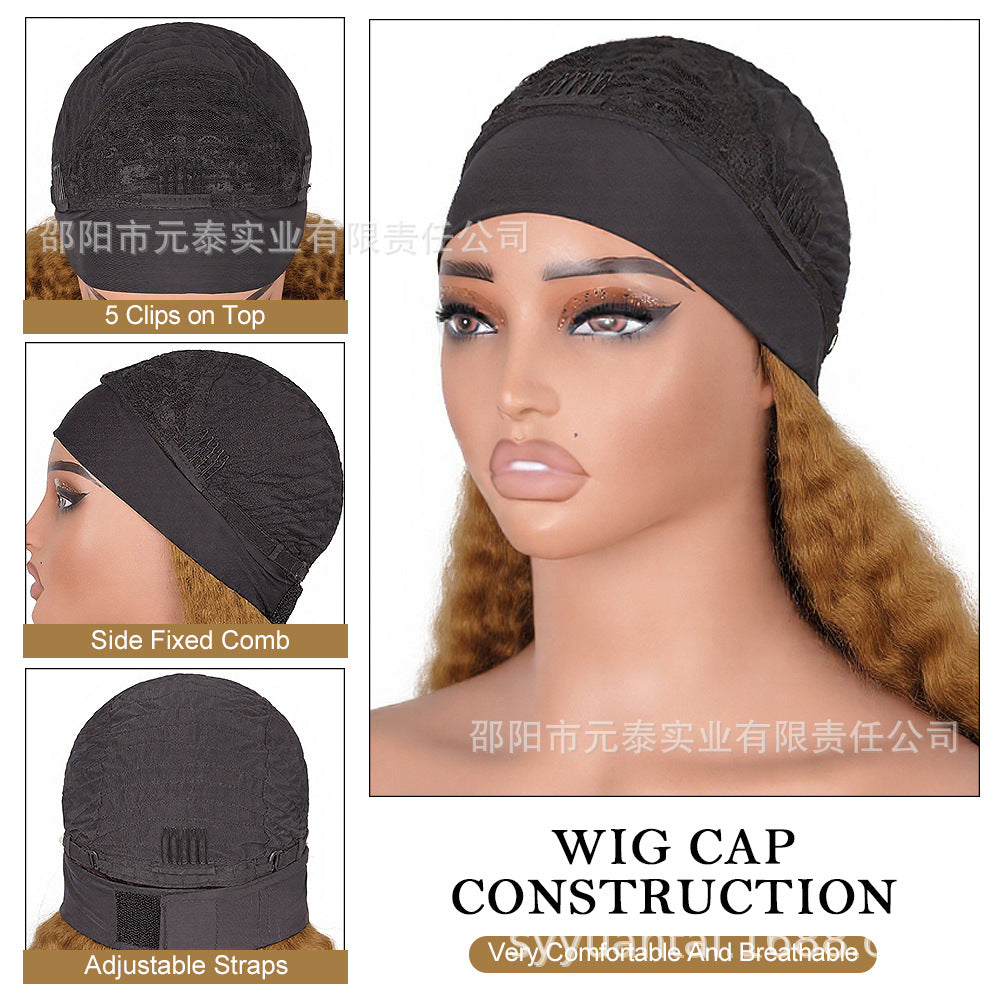 Cross-Border Hot-Selling Wig Factory European and American Fashion Synthetic Hair Mechanism Ice Ribbon VPART Long Curly Hair Curly Hair Top