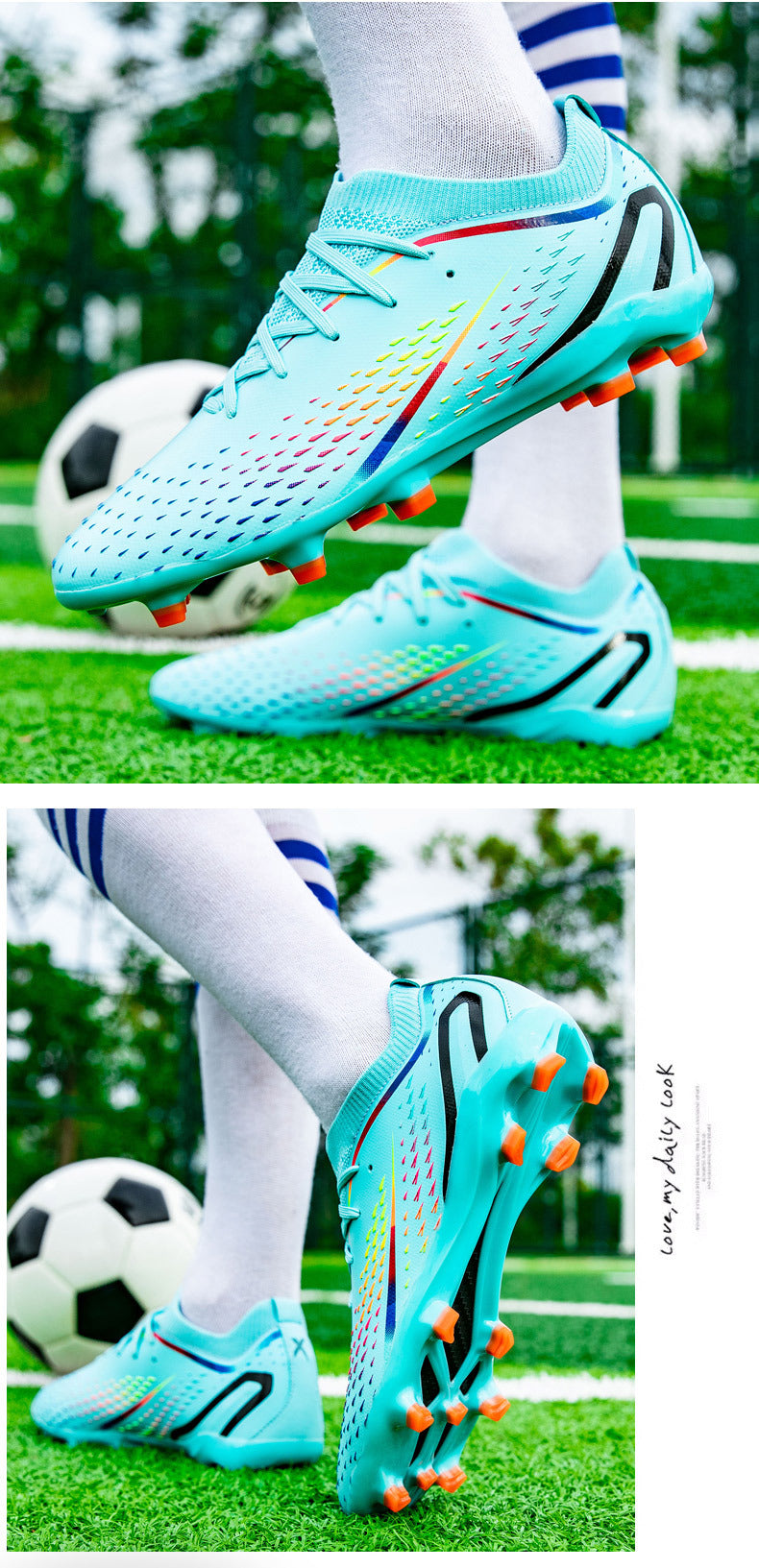 New Style Spike Soccer Shoes for Men, Students, Adults, Grass Training Long Spike Non-Slip Professional Competition Football Shoes