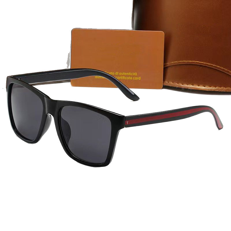 Classic Trendy Retro Sunglasses for Men and Women, Square Frame, Fashionable, UV Protection, Strong Light, Personality, Black Leg, Black Lens, Clip-on