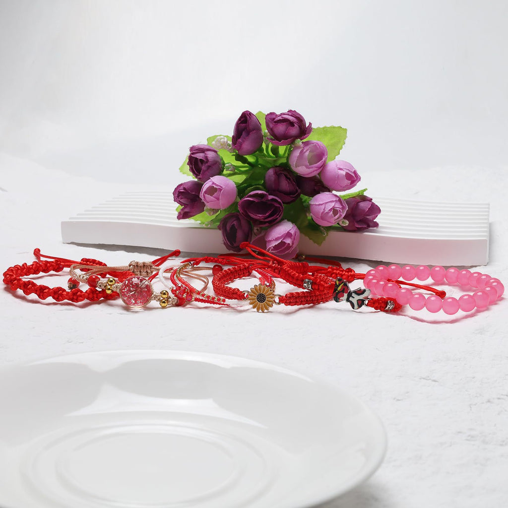 Sunflower Daisy Bracelet Adjustable Winding Rice Beads Forest Style Bracelet Women's Double Ring Butterfly Handwoven Bracelet