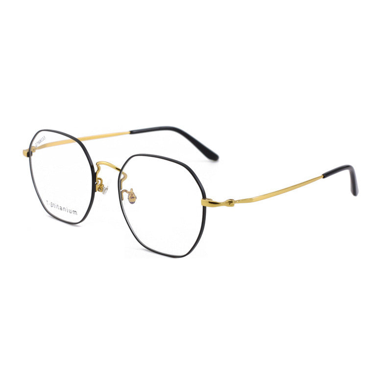 New Polygonal Retro Trend Titanium Frame Glasses Frame Two-tone Electroplated Unisex Plain Frame Metal Frame