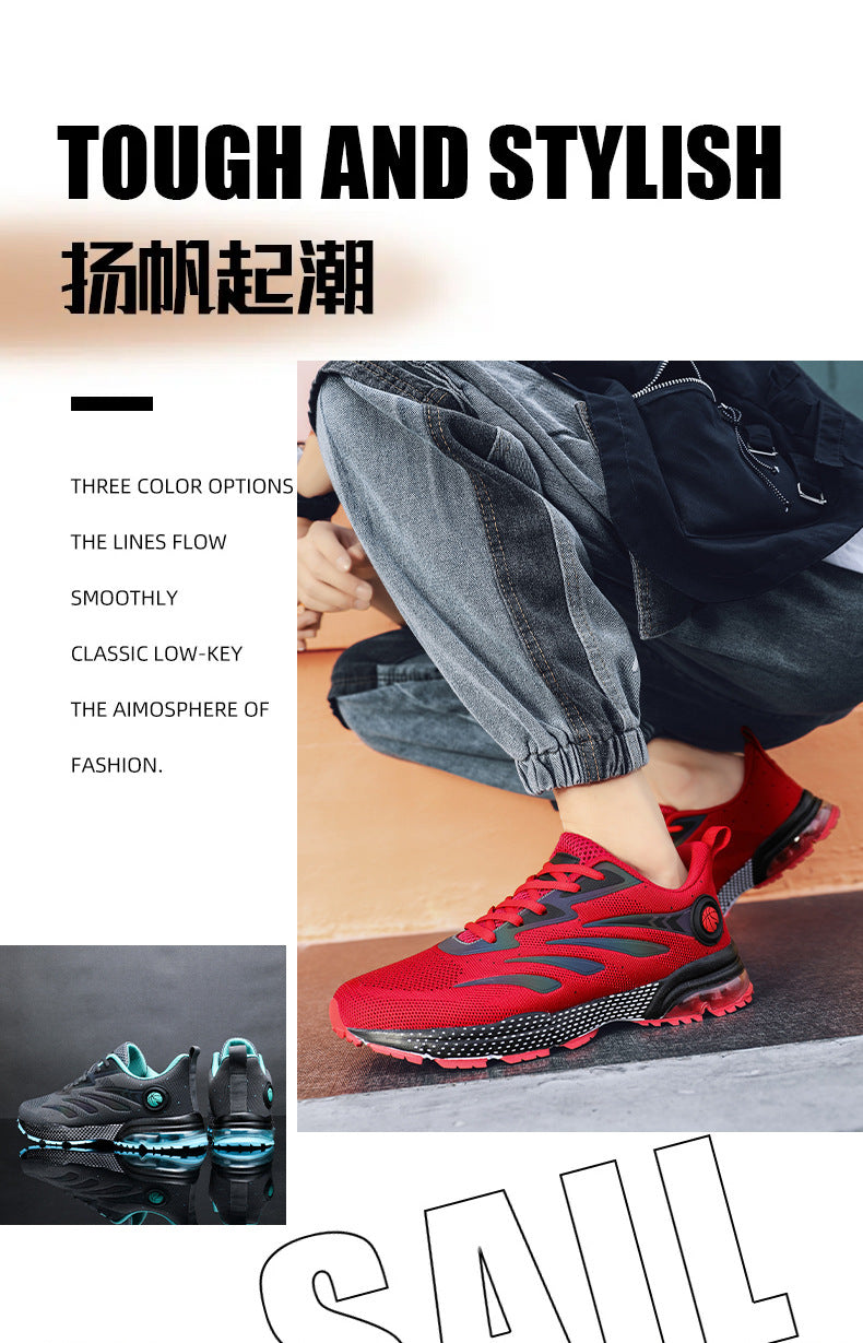 Men's Sports Casual Shoes Marathon Extra Large Size Cushion Shoes Flyknit Four Seasons Rubber Wear-resistant Non-slip Sports Shoes