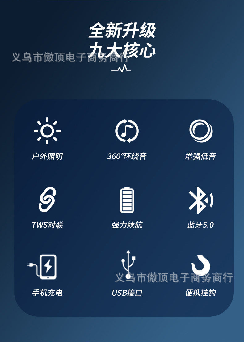 2022New Outdoor Tent Light Bluetooth Speaker Camping Light Camping Light Mobile Phone Emergency Charging Home Lighting