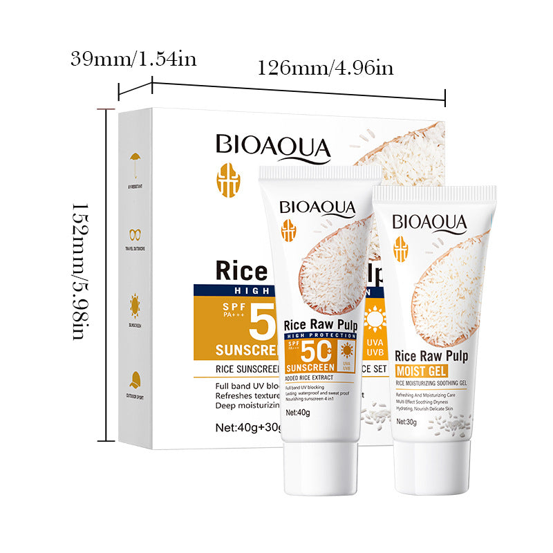 BIOAOUA Rice Puree Sunscreen Moisturizing Care2Set of Isolation Sunscreen Cream  Wholesale