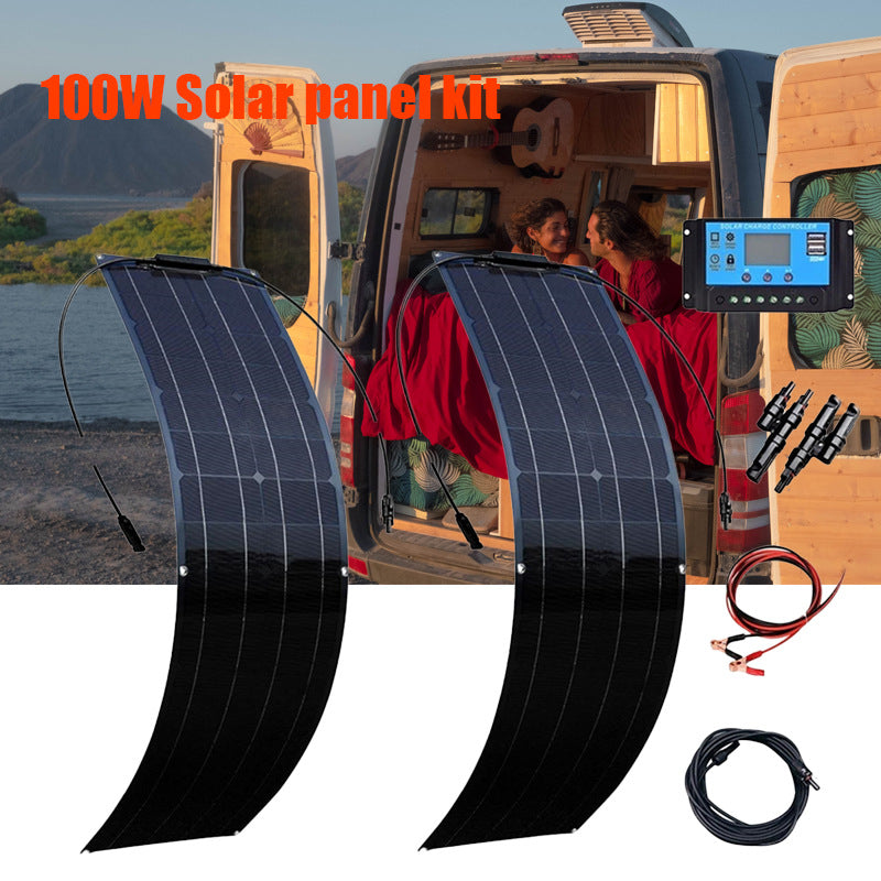 Solar Panel 100W 18V Controller Kit for Car Yacht RV Camper Battery