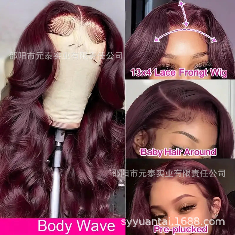 Dark Burgundy Lace Front Wigs 13X4 Body Wave Synthetic Wigs