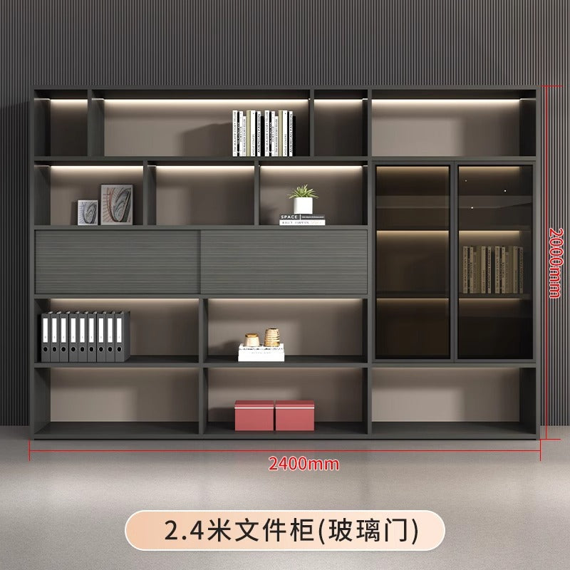 Boss Office Light Luxury Wooden Archive File Cabinet Archive Cabinet Storage Bookcase Manager Room Background Cabinet