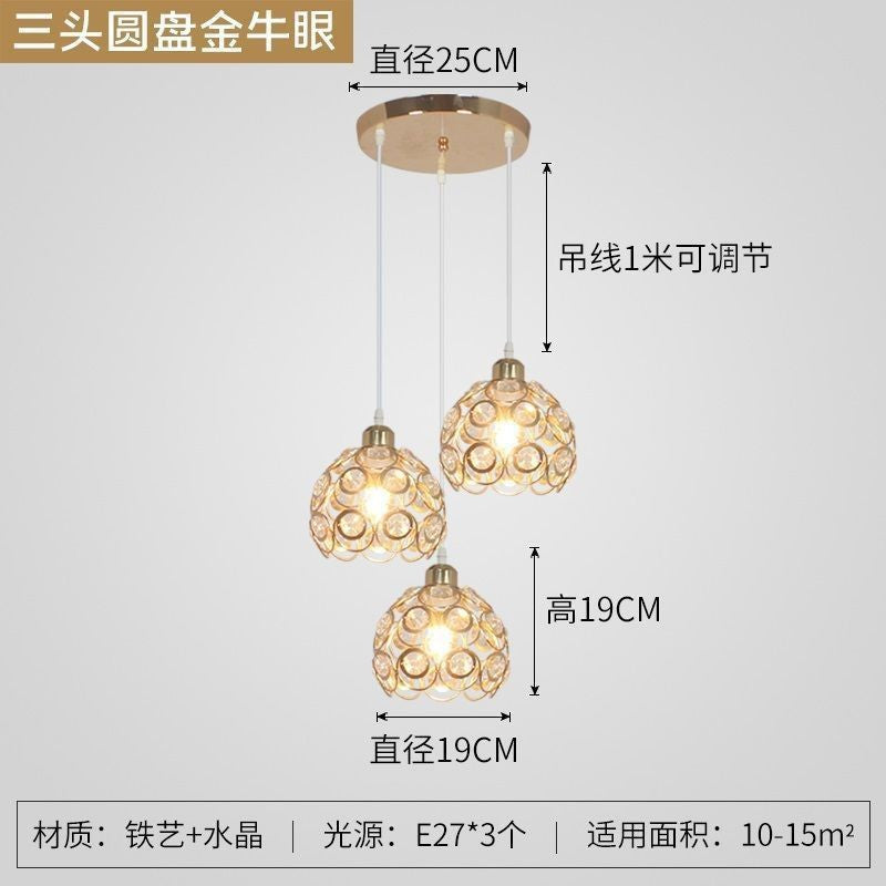 Export Simple Restaurant Crystal Pendant Light Single Head3Headboard Pendant Light Dining Table Bar Crystal Pendant Light Wholesale