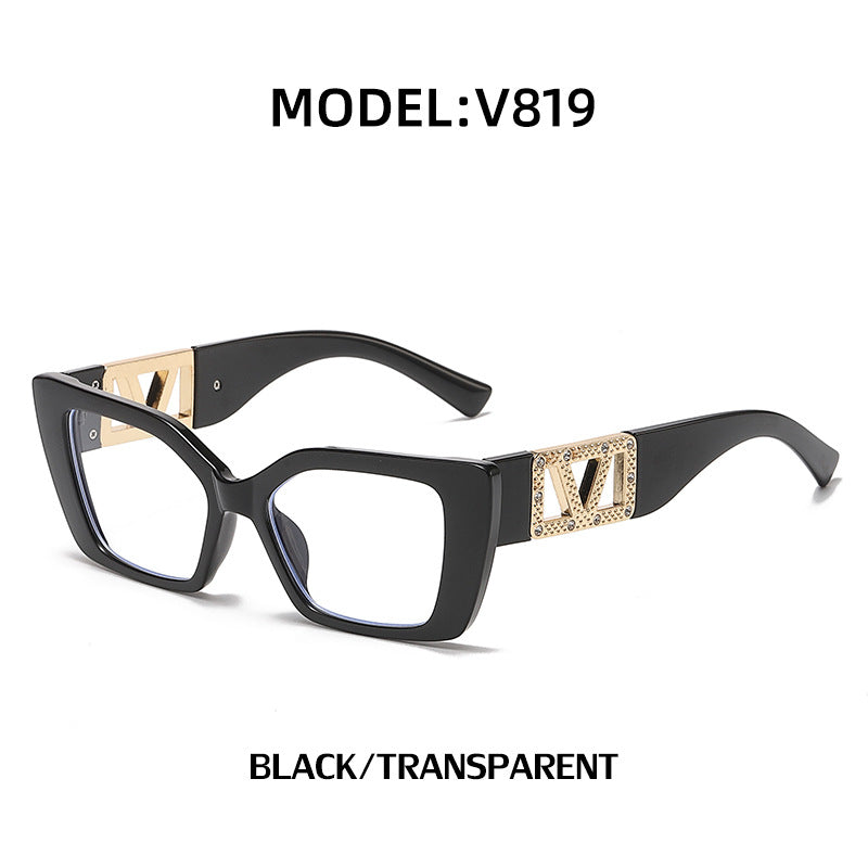 European and American Fashion Small Square Frame Sunglasses for Women, High-End Trendy Cat Eye Diamond-Studded Men's Driving Sunglasses