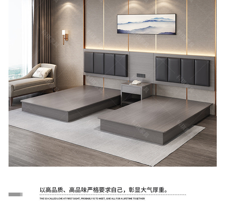 Hotel Guesthouse Bed Standard Room Full Set Furniture Apartment Homestay Single Double Bed Hotel Rental Room Special Bed Box